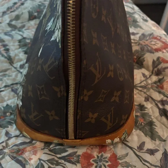 Louis Vuitton Brown hand painted Alma pm Floral Satchel - Picture 4 of 13